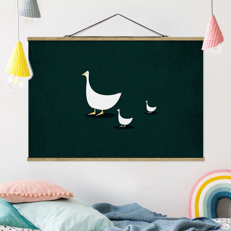 

Imagen de tela - Goose Family On A Trip - Apaisado 2:3 Dimensión LxA: 66.5cm x 100cm