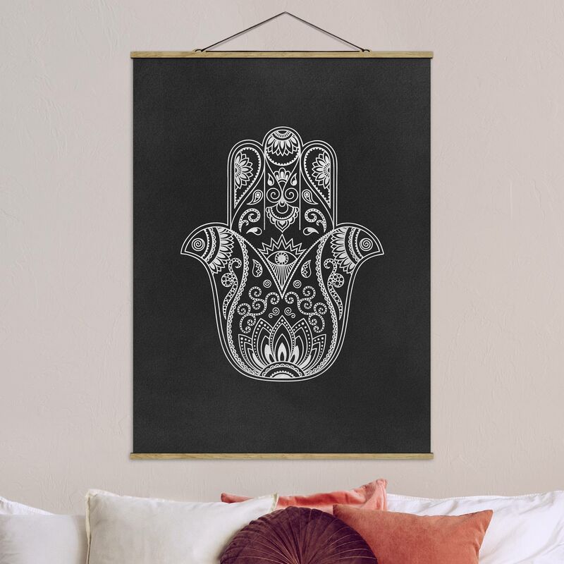 

Imagen de tela - Hamsa Hand Illustration White Black - Alto 4:3 Dimensión LxA: 66.4cm x 50cm