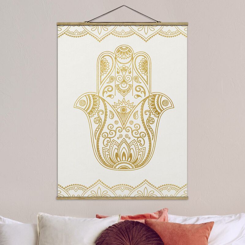 

Imagen de tela - Hamsa Hand Lotus Om Illustration Set Gold - Alto 4:3 Dimensión LxA: 106.5cm x 80cm