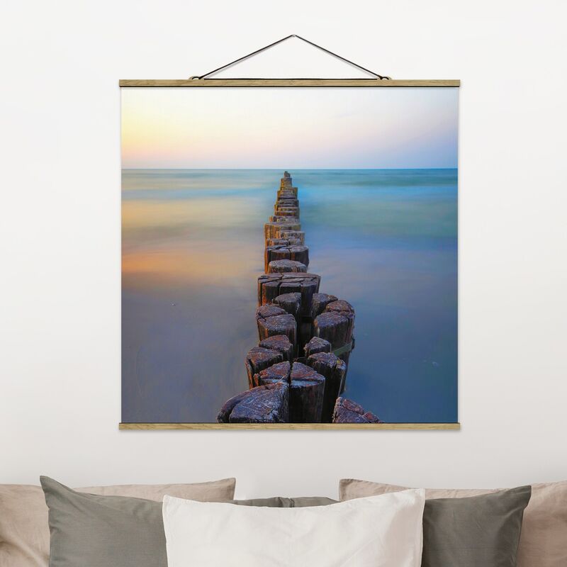 

Imagen de tela - Groynes At Sunset At The Ocean - Cuadrado 1:1 Dimensión LxA: 80cm x 80cm