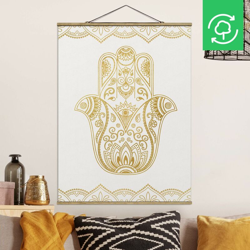 

Imagen de tela - Hamsa Hand Illustration White Gold - Alto 4:3 Dimensión LxA: 133.5cm x 100cm