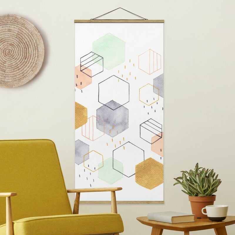 

Imagen de tela - Hexagonal Scattering I - Alto 2:1 Dimensión LxA: 100cm x 50cm