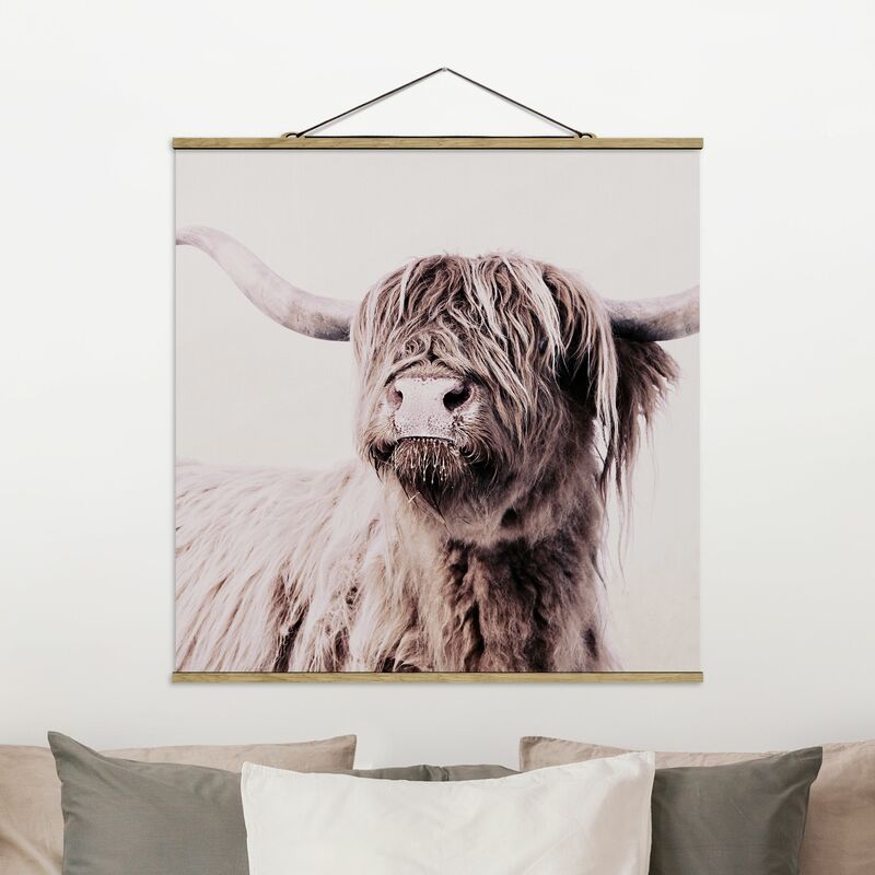 

Imagen de tela - Highland Cattle Frida In Beige - Cuadrado 1:1 Dimensión LxA: 80cm x 80cm