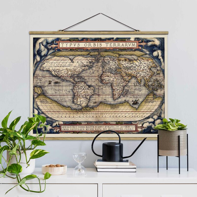 

Imagen de tela - Historic World Map Typus Orbis Terrarum - Apaisado 3:4 Dimensión LxA: 26cm x 35cm