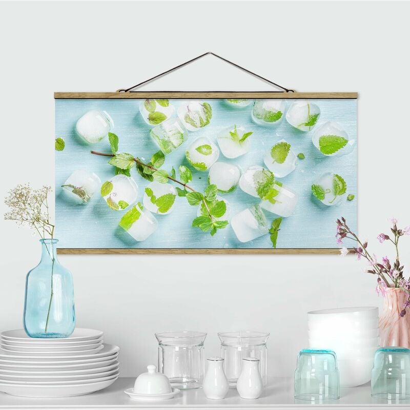 

Imagen de tela - Ice Cubes With Mint Leaves - Apaisado 1:2 Dimensión LxA: 25cm x 50cm