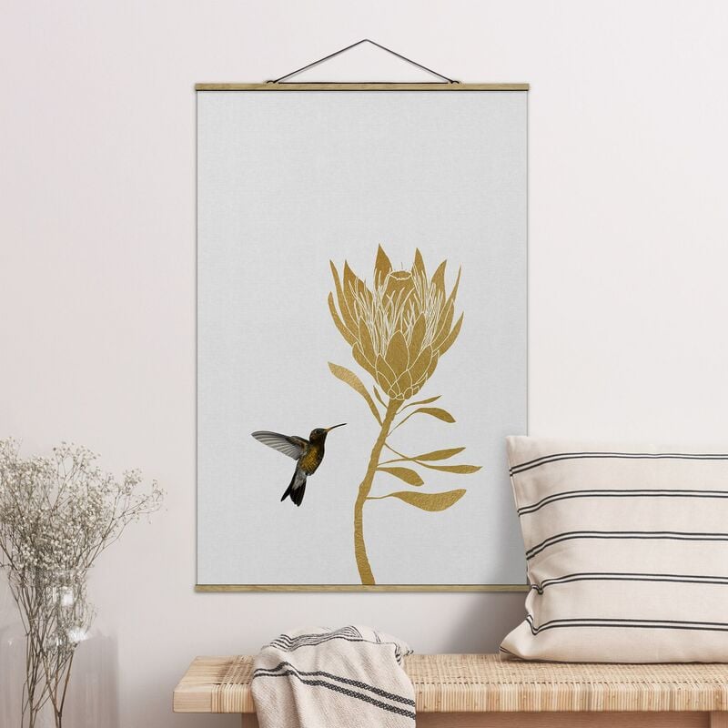 

Imagen de tela - Hummingbird And Tropical Golden Blossom - Alto 3:2 Dimensión LxA: 120cm x 80cm