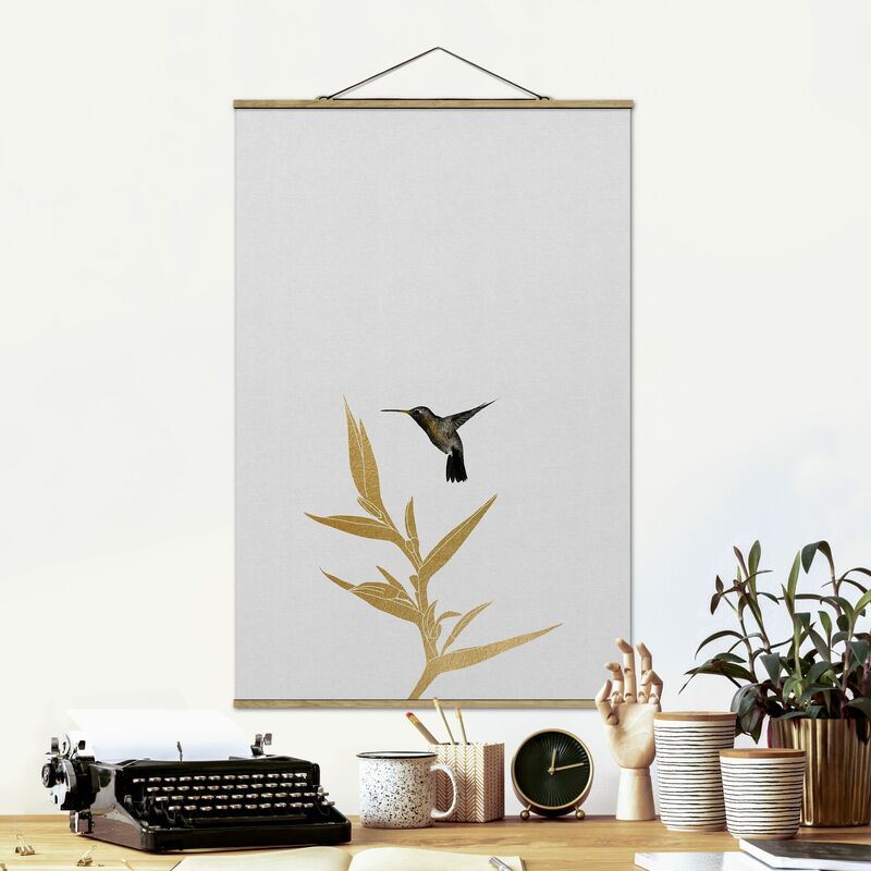 

Imagen de tela - Hummingbird And Tropical Golden Blossom II - Alto 3:2 Dimensión LxA: 75cm x 50cm