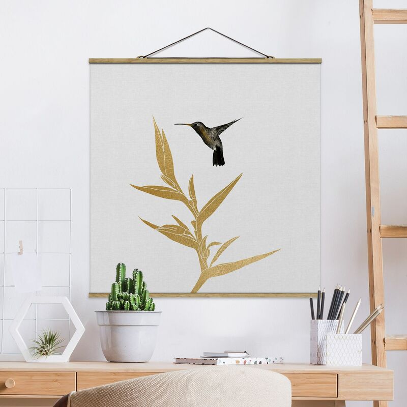 

Imagen de tela - Hummingbird And Tropical Golden Blossom II - Cuadrado 1:1 Dimensión LxA: 100cm x 100cm