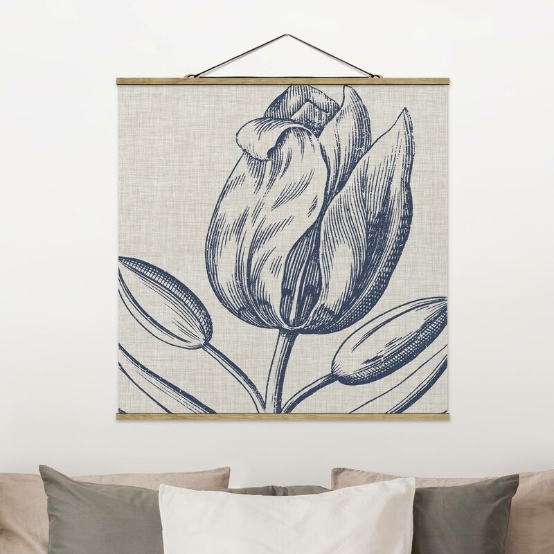 

Imagen de tela - Indigo Blossom On Linen IV - Cuadrado 1:1 Dimensión LxA: 100cm x 100cm