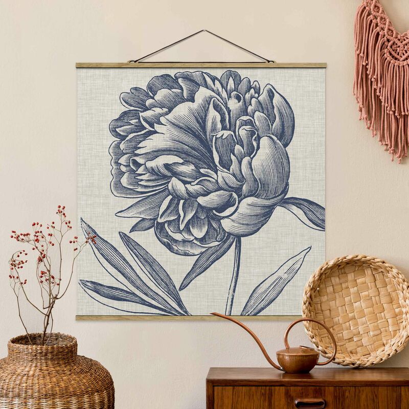 

Imagen de tela - Indigo Blossom On Linen I - Cuadrado 1:1 Dimensión LxA: 35cm x 35cm