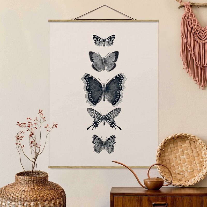 

Imagen de tela - Ink Butterflies On Beige Backdrop - Alto 4:3 Dimensión LxA: 46.5cm x 35cm