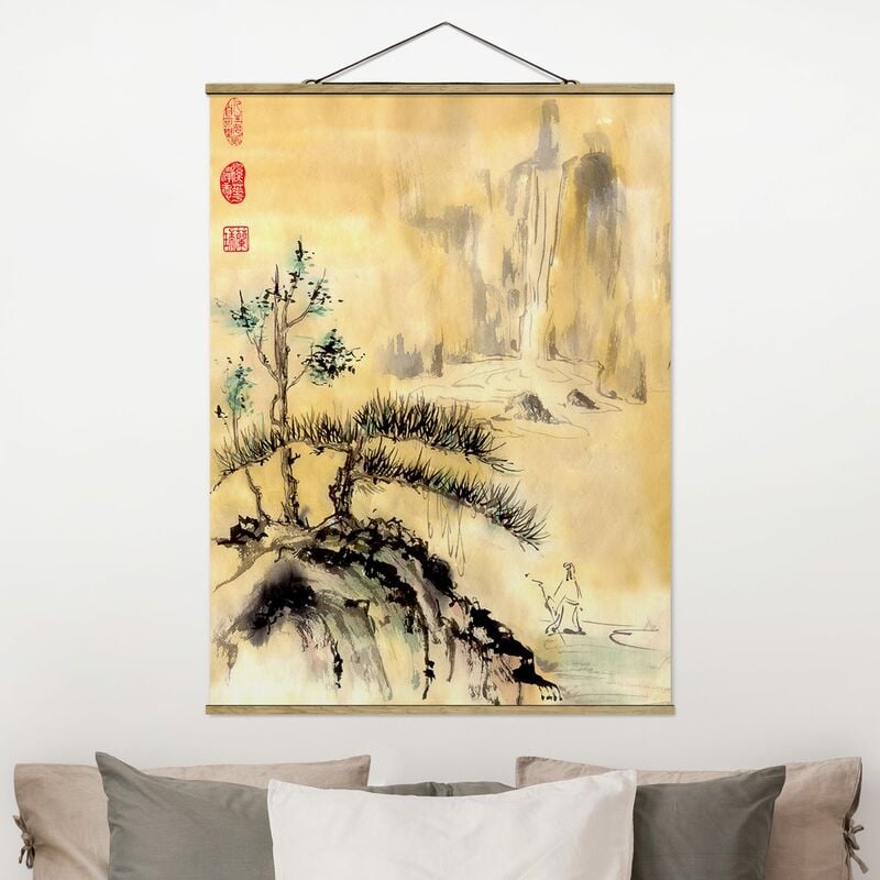 

Imagen de tela - Japanese Watercolor Drawing Cedars And Mountains - Alto 4:3 Dimensión LxA: 133.5cm x 100cm