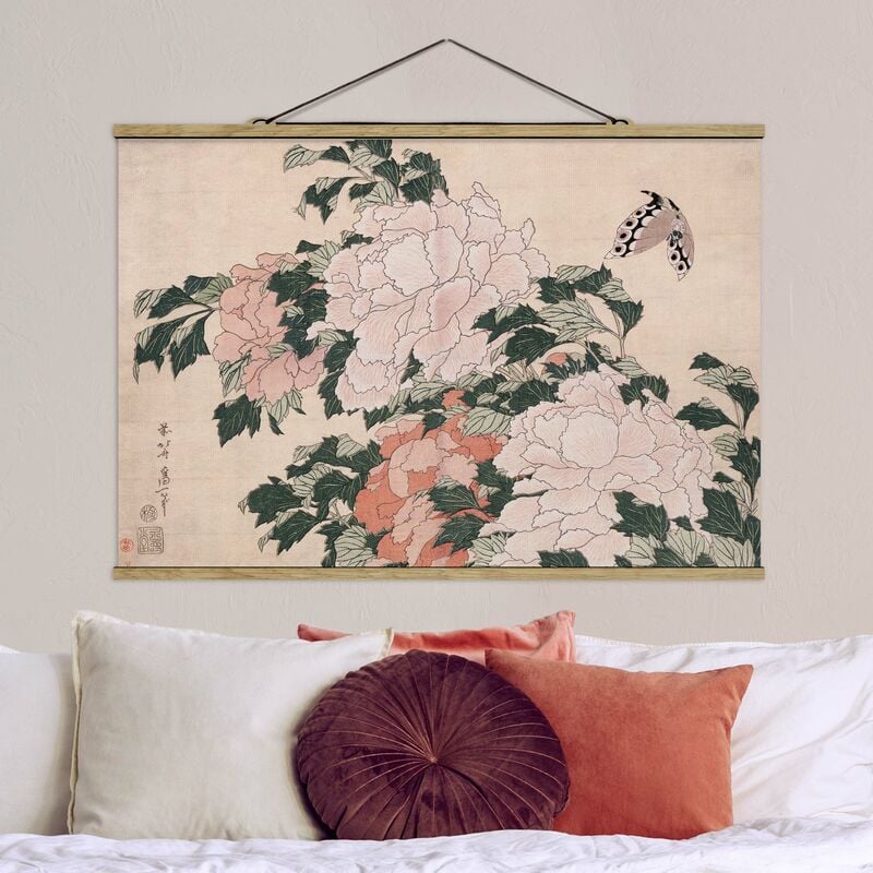 

Imagen de tela - Katsushika Hokusai - Pink Peonies With Butterfly - Apaisado 2:3 Dimensión LxA: 33.5cm x 50cm