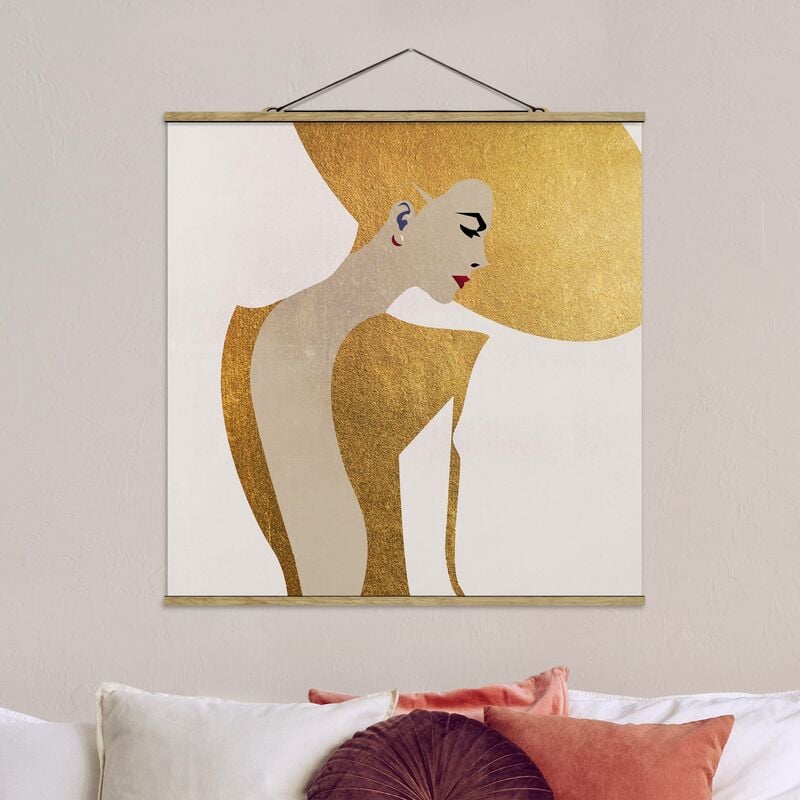 

Imagen de tela - Lady With Hat Golden - Cuadrado 1:1 Dimensión LxA: 80cm x 80cm