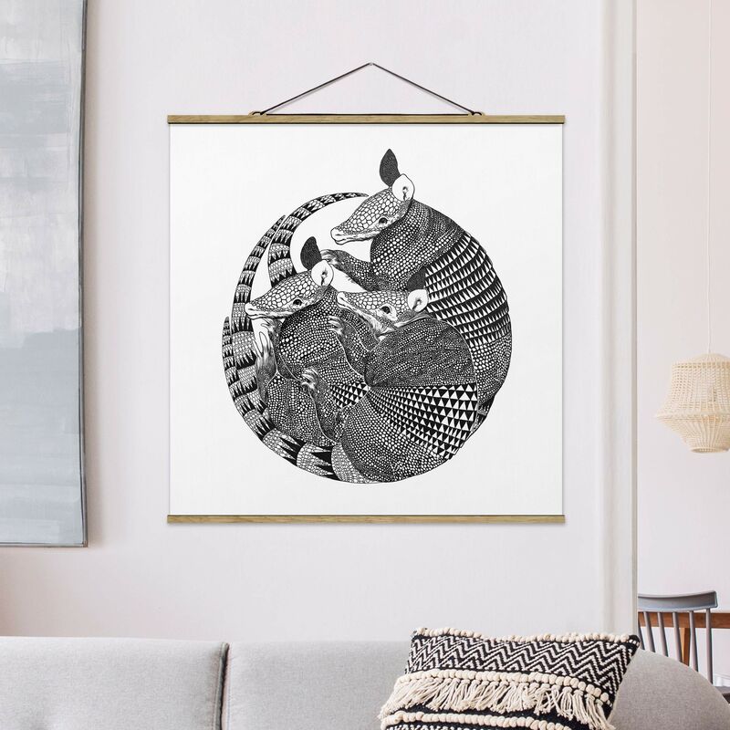 

Imagen de tela - Laura Graves - Illustration Armadillos Black And White Pattern - Cuadrado 1:1 Dimensión LxA: 50cm x 50cm