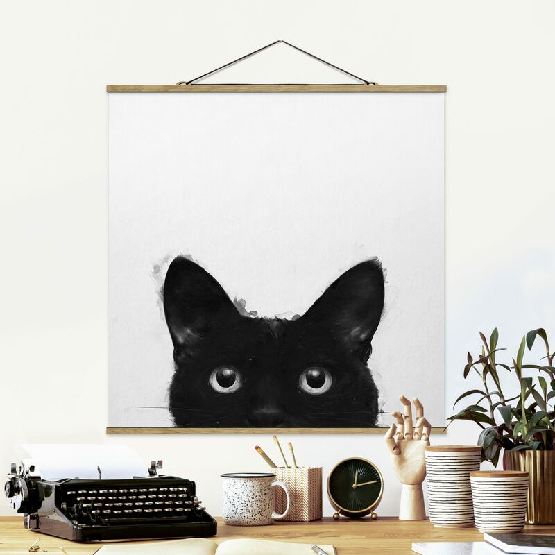 

Imagen de tela - Laura Graves - Illustration Black Cat On White Painting - Cuadrado 1:1 Dimensión LxA: 100cm x 100cm