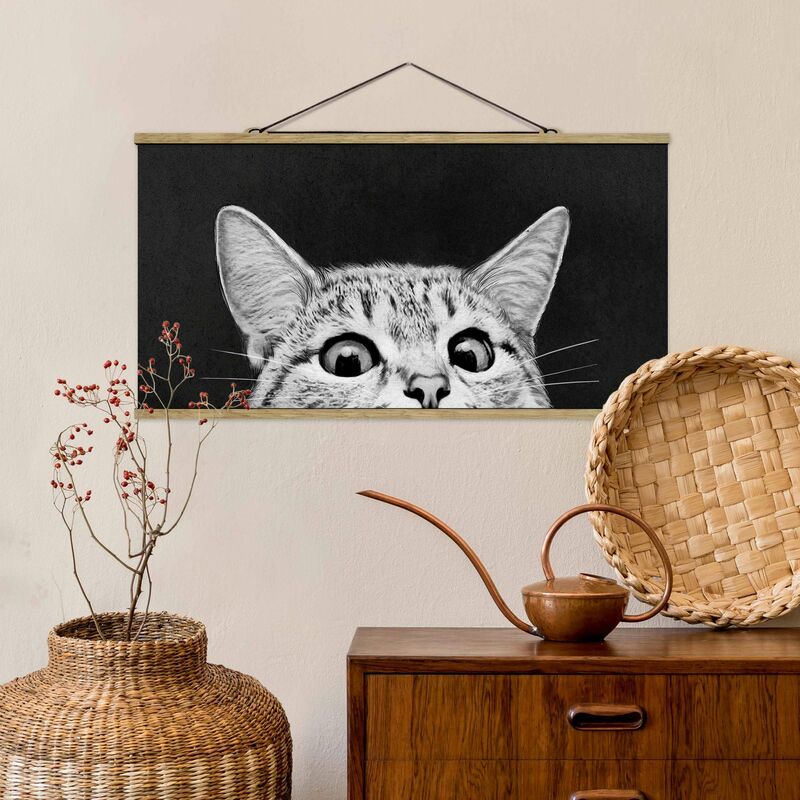 

Imagen de tela - Laura Graves - Illustration Cat Black And White Drawing - Apaisado 1:2 Dimensión LxA: 25cm x 50cm