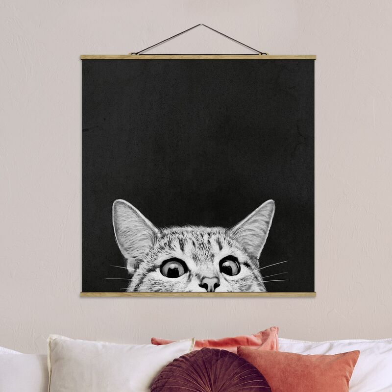 

Imagen de tela - Laura Graves - Illustration Cat Black And White Drawing - Cuadrado 1:1 Dimensión LxA: 80cm x 80cm