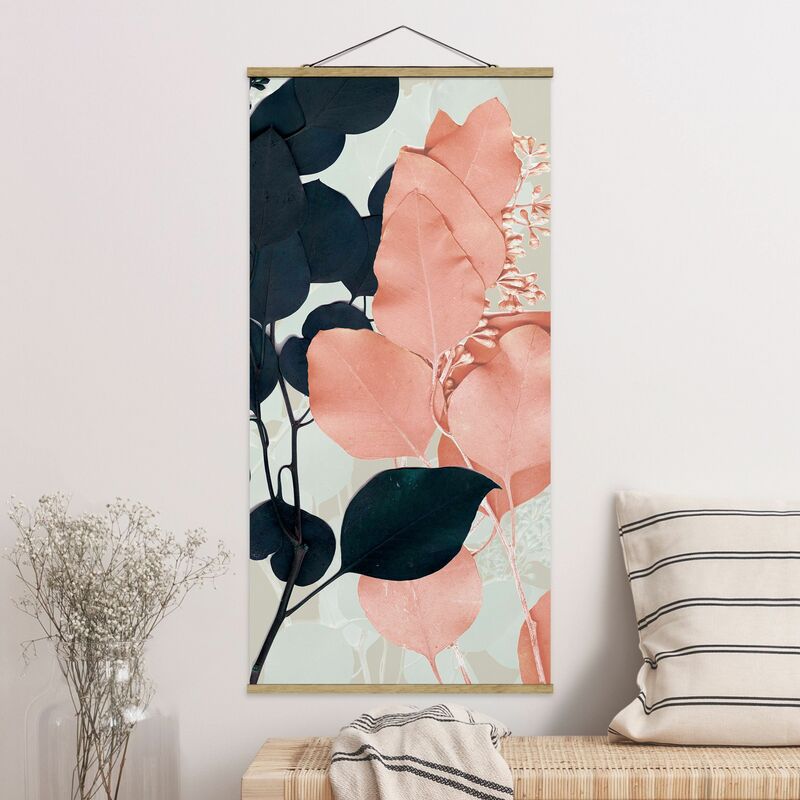 

Imagen de tela - Leaves Indigo & Rouge I - Alto 2:1 Dimensión LxA: 70cm x 35cm