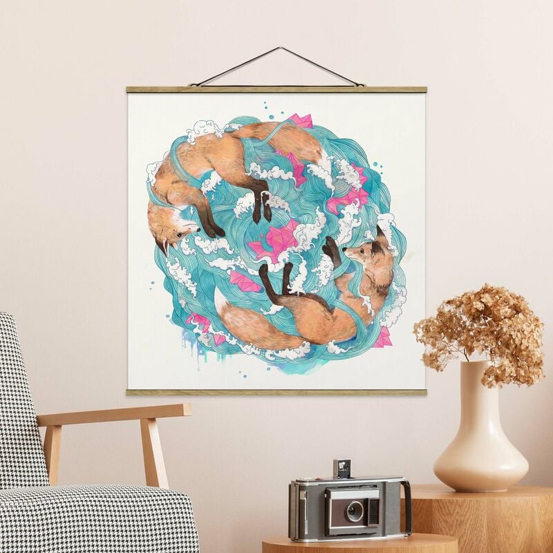 

Imagen de tela - Laura Graves - Illustration Foxes And Waves Painting - Cuadrado 1:1 Dimensión LxA: 50cm x 50cm