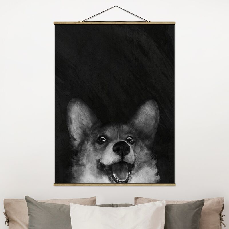 

Imagen de tela - Laura Graves - Illustration Dog Corgi Painting Black And White - Alto 4:3 Dimensión LxA: 46.5cm x 35cm