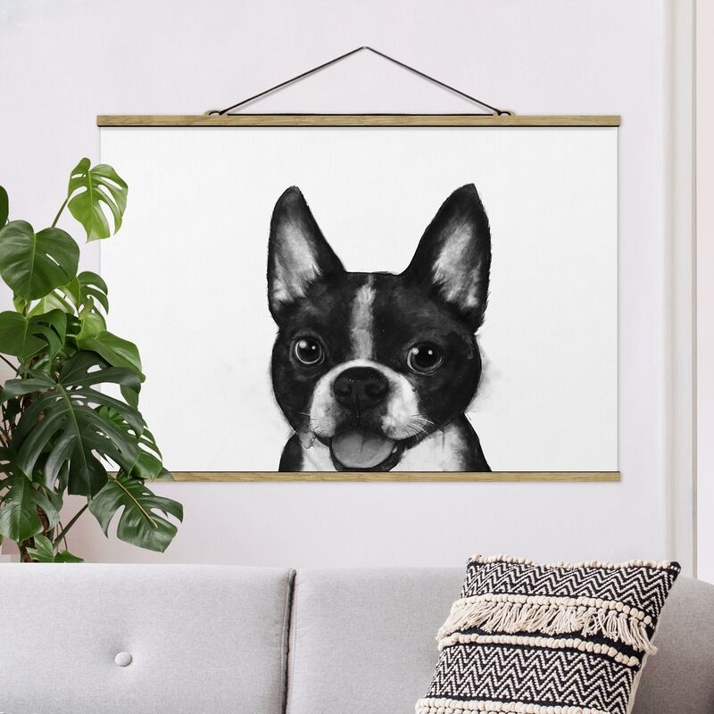 

Imagen de tela - Laura Graves - Illustration Dog Boston Monochrome Painting - Apaisado 2:3 Dimensión LxA: 66.5cm x 100cm