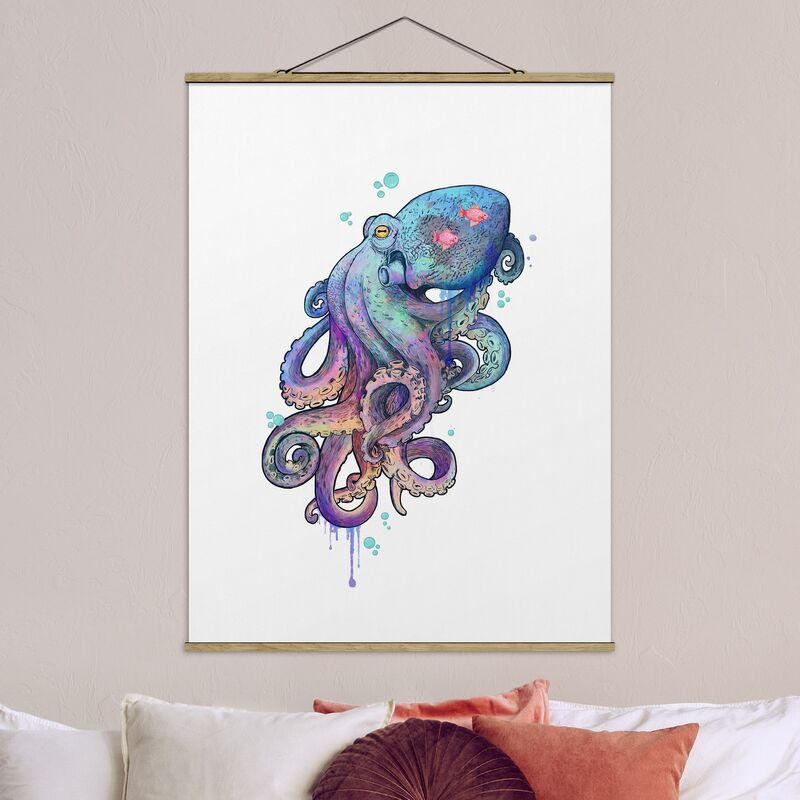 

Imagen de tela - Laura Graves - Illustration Octopus Violet Turquoise Painting - Alto 4:3 Dimensión LxA: 66.4cm x 50cm