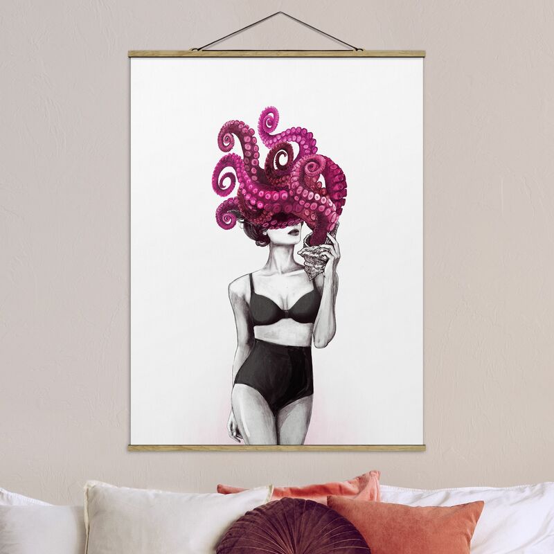 

Imagen de tela - Laura Graves - Illustration Woman In Underwear Black And White Octopus - Alto 4:3 Dimensión LxA: 66.4cm x 50cm