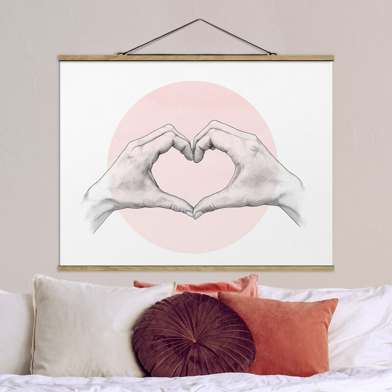 

Imagen de tela - Laura Graves - Illustration Heart Hands Circle Pink White - Apaisado 3:4 Dimensión LxA: 60cm x 80cm
