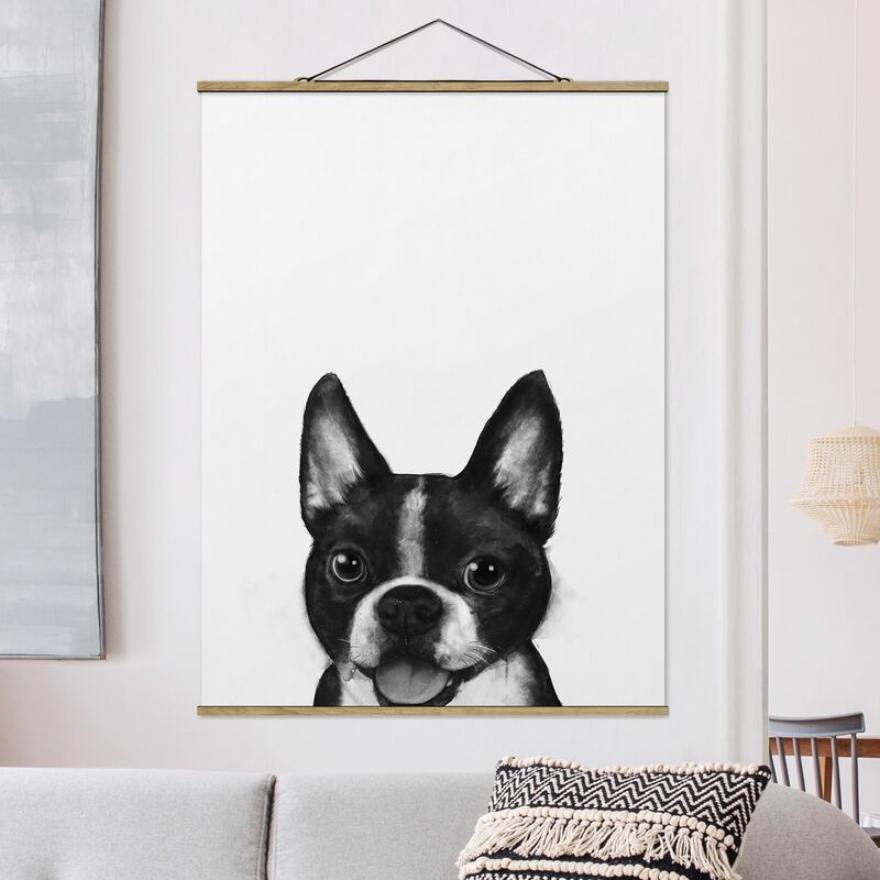 

Imagen de tela - Laura Graves - Illustration Dog Boston Monochrome Painting - Alto 4:3 Dimensión LxA: 133.5cm x 100cm