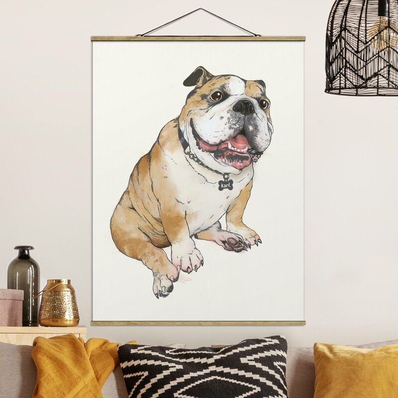 

Imagen de tela - Laura Graves - Illustration Dog Bulldog Painting - Alto 4:3 Dimensión LxA: 133.5cm x 100cm