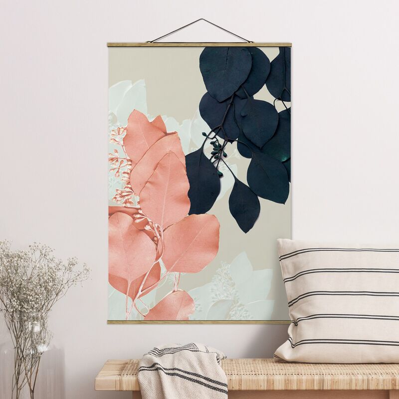 

Imagen de tela - Leaves Indigo & Rouge II - Alto 3:2 Dimensión LxA: 150cm x 100cm