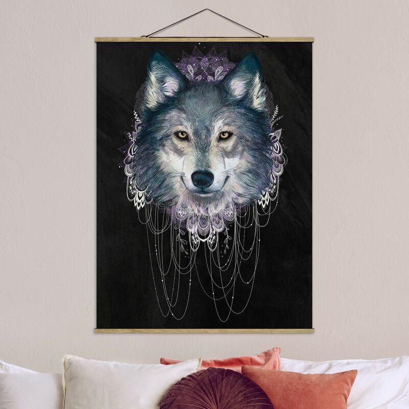 

Imagen de tela - Laura Graves - Illustration Wolf Boho Dream Catcher Black - Alto 4:3 Dimensión LxA: 106.5cm x 80cm