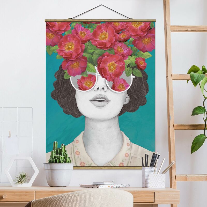 

Imagen de tela - Laura Graves - Illustration Portrait Woman Collage With Flowers Glasses - Alto 4:3 Dimensión LxA: 66.4cm x 50cm