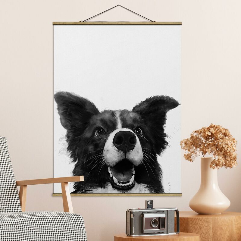 

Imagen de tela - Laura Graves - Illustration Dog Border Collie Black And White Painting - Alto 4:3 Dimensión LxA: 106.5cm x 80cm