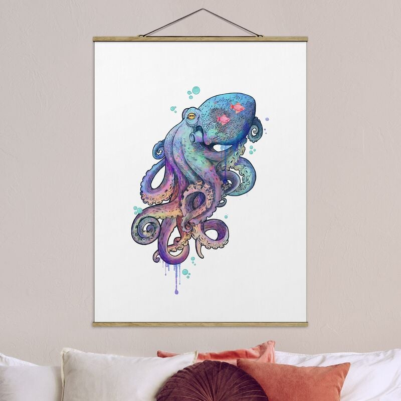 

Imagen de tela - Laura Graves - Illustration Octopus Violet Turquoise Painting - Alto 4:3 Dimensión LxA: 133.5cm x 100cm