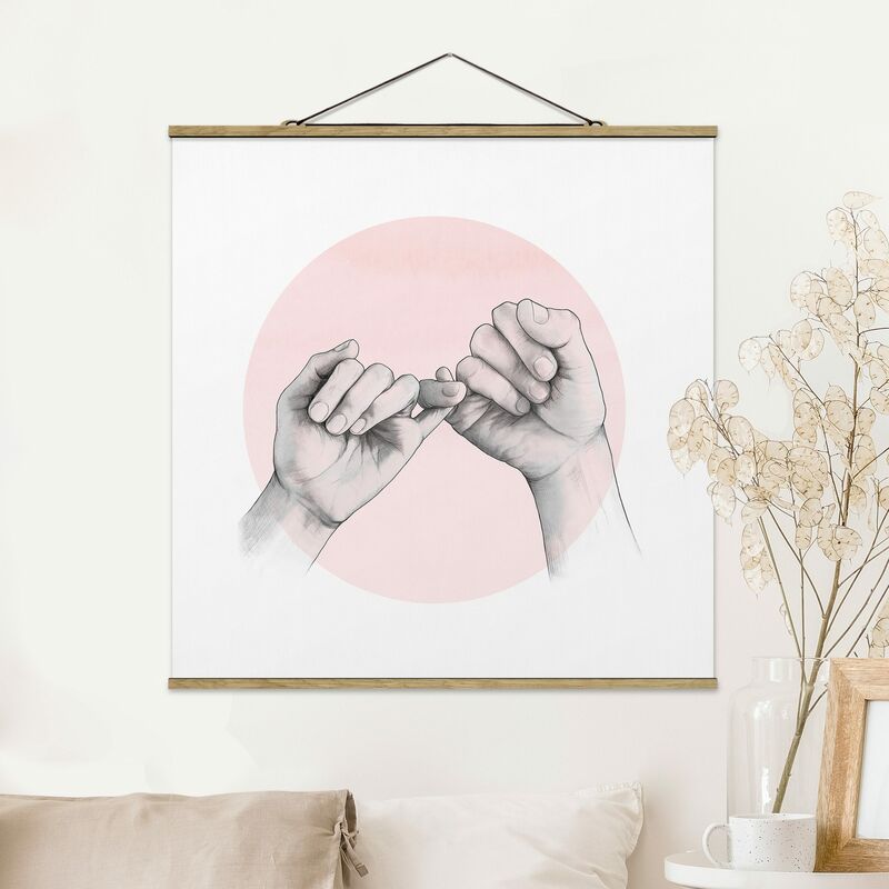 

Imagen de tela - Laura Graves - Illustration Hands Friendship Circle Pink White - Cuadrado 1:1 Dimensión LxA: 100cm x 100cm