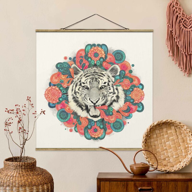 

Imagen de tela - Laura Graves - Illustration Tiger Drawing Mandala Paisley - Cuadrado 1:1 Dimensión LxA: 100cm x 100cm