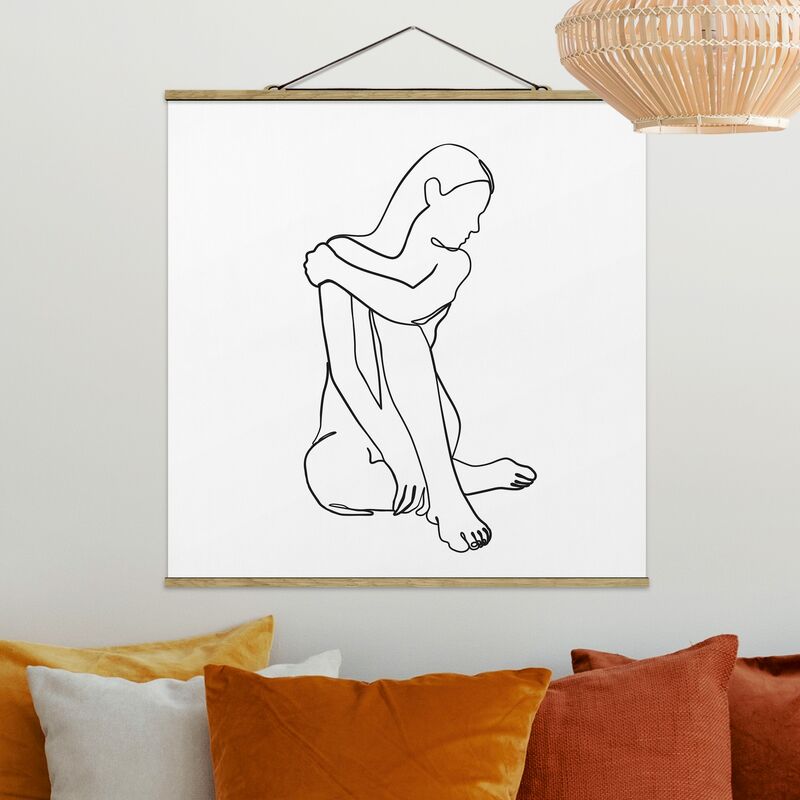 

Imagen de tela - Line Art Woman Nude Black And White - Cuadrado 1:1 Dimensión LxA: 35cm x 35cm