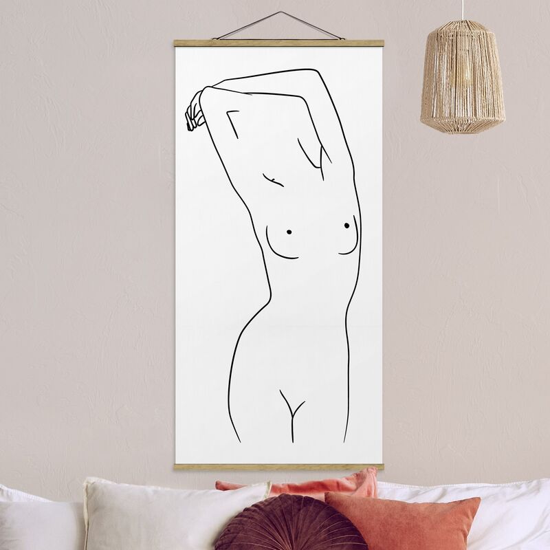 

Imagen de tela - Line Art Nude Black And White - Alto 2:1 Dimensión LxA: 100cm x 50cm