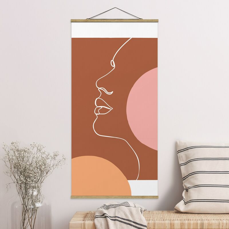 

Imagen de tela - Line Art Portrait Woman Brown - Alto 2:1 Dimensión LxA: 100cm x 50cm