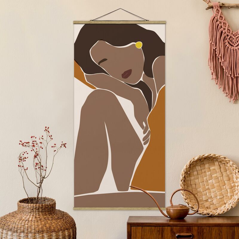 

Imagen de tela - Line Art Woman Brown Beige - Alto 2:1 Dimensión LxA: 100cm x 50cm