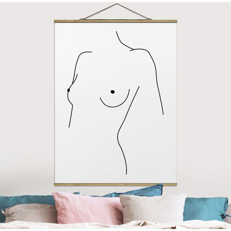 

Imagen de tela - Line Art Nude Bust Woman Black And White - Alto 4:3 Dimensión LxA: 46.5cm x 35cm