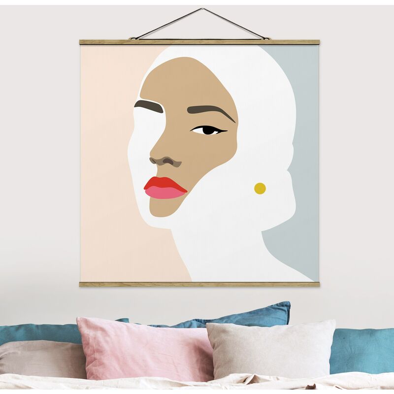 

Imagen de tela - Line Art Portrait Woman Pastel Gray - Cuadrado 1:1 Dimensión LxA: 80cm x 80cm