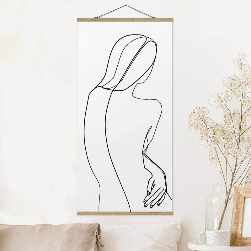 

Imagen de tela - Line Art Back Woman Black And White - Alto 2:1 Dimensión LxA: 100cm x 50cm