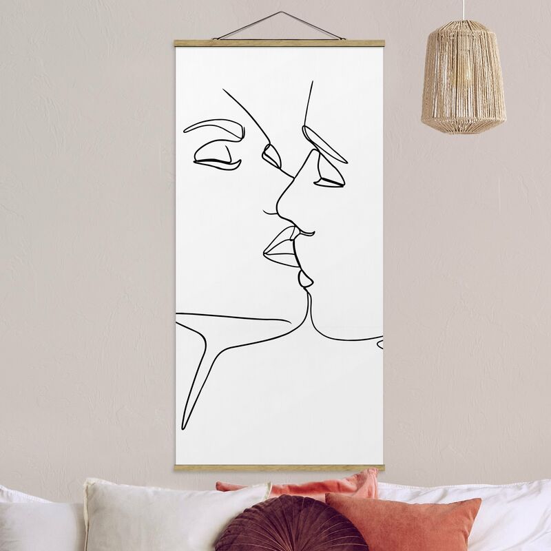 

Imagen de tela - Line Art Kiss Faces Black And White - Alto 2:1 Dimensión LxA: 70cm x 35cm