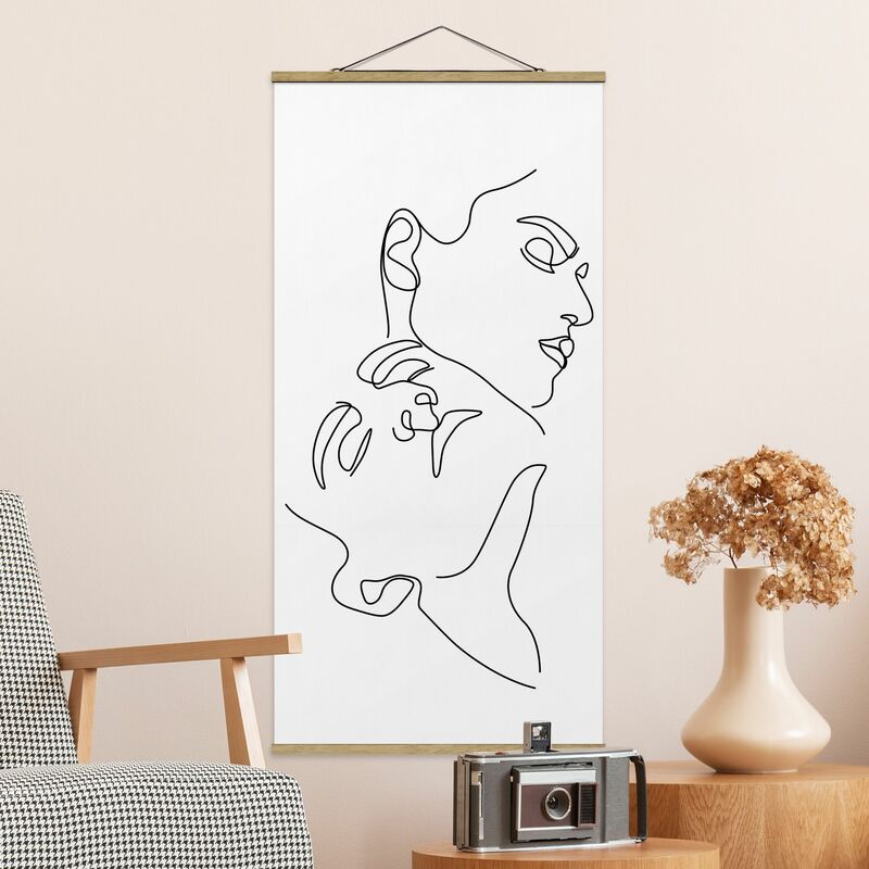 

Imagen de tela - Line Art Women Faces White - Alto 2:1 Dimensión LxA: 70cm x 35cm