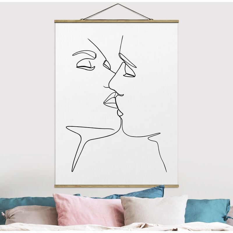 

Imagen de tela - Line Art Kiss Faces Black And White - Alto 4:3 Dimensión LxA: 66.4cm x 50cm