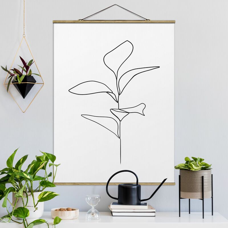 

Imagen de tela - Line Art Plant Leaves Black And White - Alto 4:3 Dimensión LxA: 106.5cm x 80cm