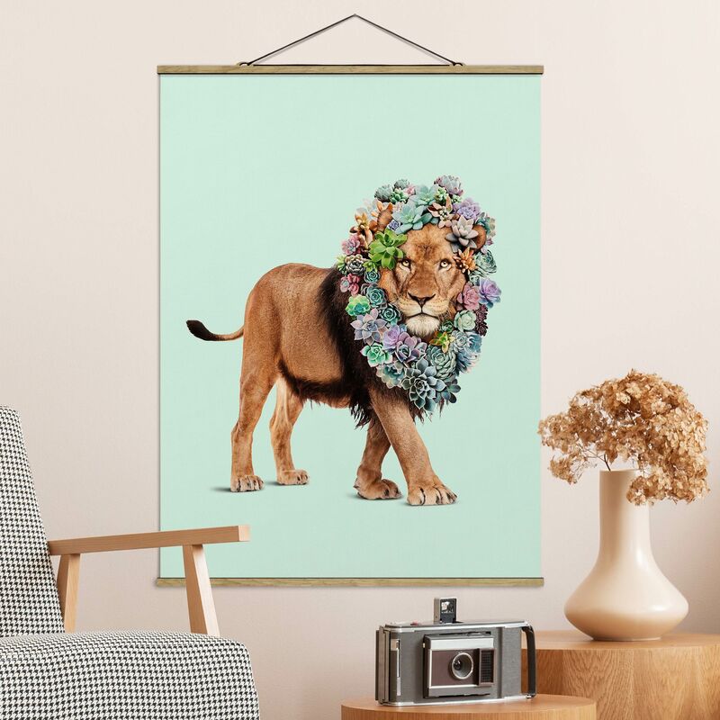 

Imagen de tela - Lion With Succulents - Alto 4:3 Dimensión LxA: 46.5cm x 35cm